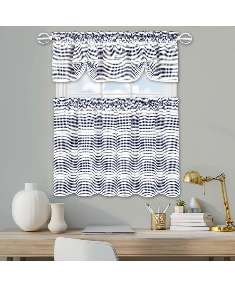 Kate Aurora Isabelle Abstract 3 Piece Cafe Rod Pocket Kitchen Curtain Tier And Valance Set