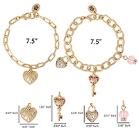Juicy Couture Charm Bracelet Set with Heart and Key Charms - 7.5'' Chain