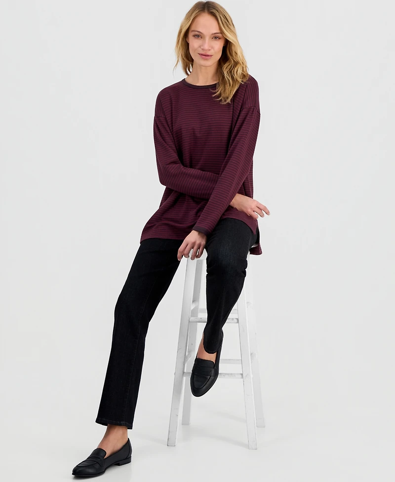 Eileen Fisher Women's Terry Striped Long-Sleeve Top