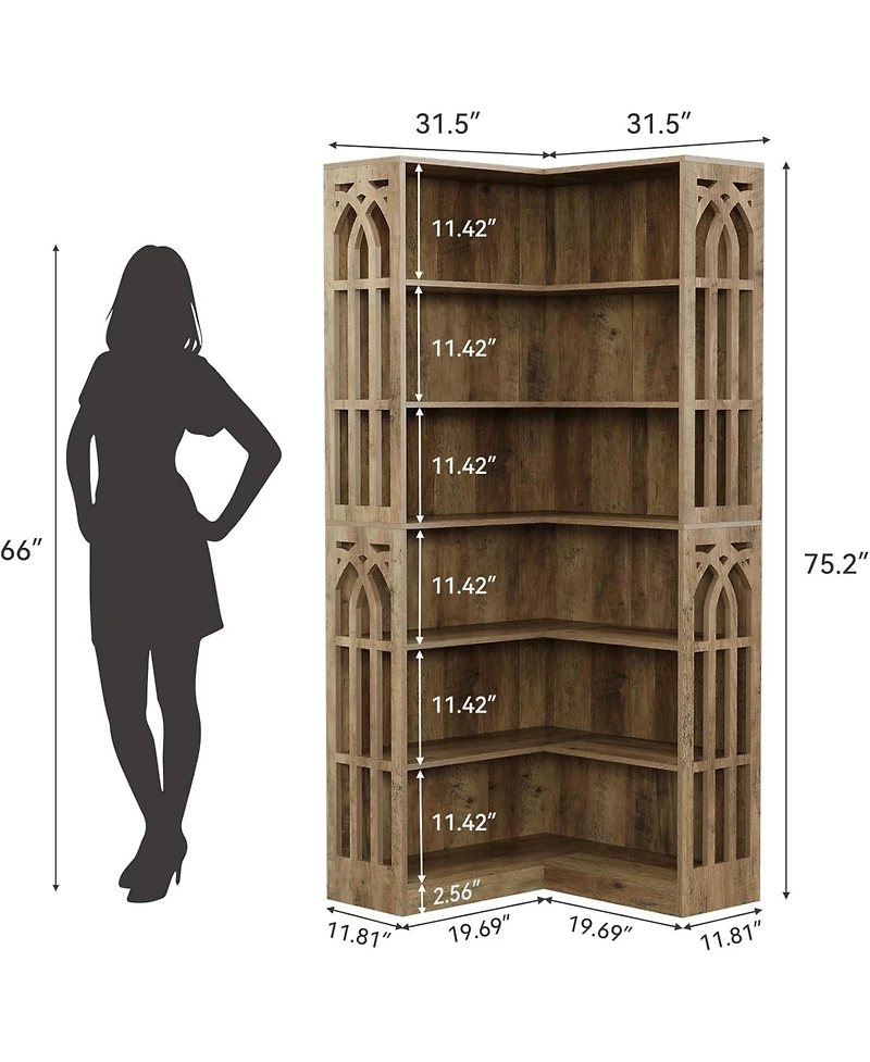 Tribesigns 6-tier Kitchen Pantry, 75.2" Tall Corner Shelf L-shaped Shelf, Large Corner Shelf Unit