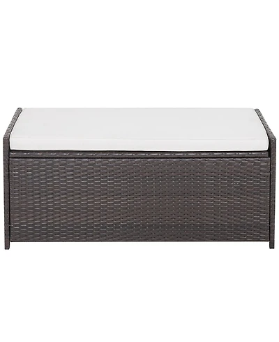 Sugift 34 Gallon Patio Storage Bench with Seat Cushion and Zippered Liner