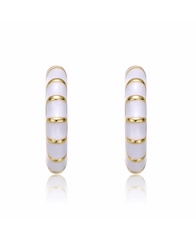 Gigi Girl Kids 14k Yellow Gold Plated Enamel Seashell Half C-Hoop Earrings