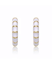 Gigi Girl Kids 14k Yellow Gold Plated Enamel Seashell Half C-Hoop Earrings