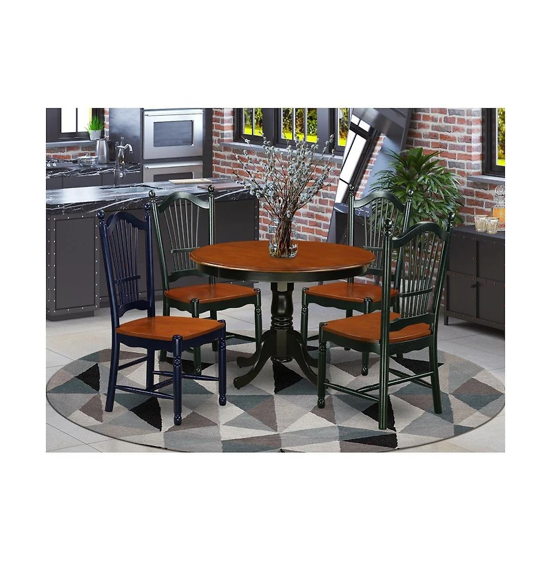 East West Furniture Dining Room Set Black and Cherry