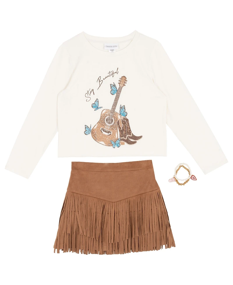 Rare Editions Girls 7-12 Long-Sleeve Top and Skorts, 2-Piece Set