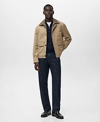 Mango Men's Corduroy Collar Water-Repellent Jacket