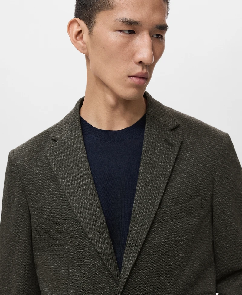 Mango Men's Slim Fit Microstructure Blazer