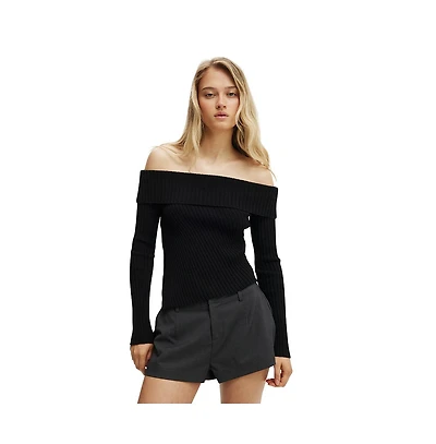 Cotton On Women's Asym Rib Off Shoulder Knit