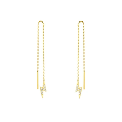 Spero London Lightning Bolt Sterling Chain Drop Earrings