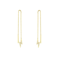 Spero London Lightning Bolt Sterling Chain Drop Earrings