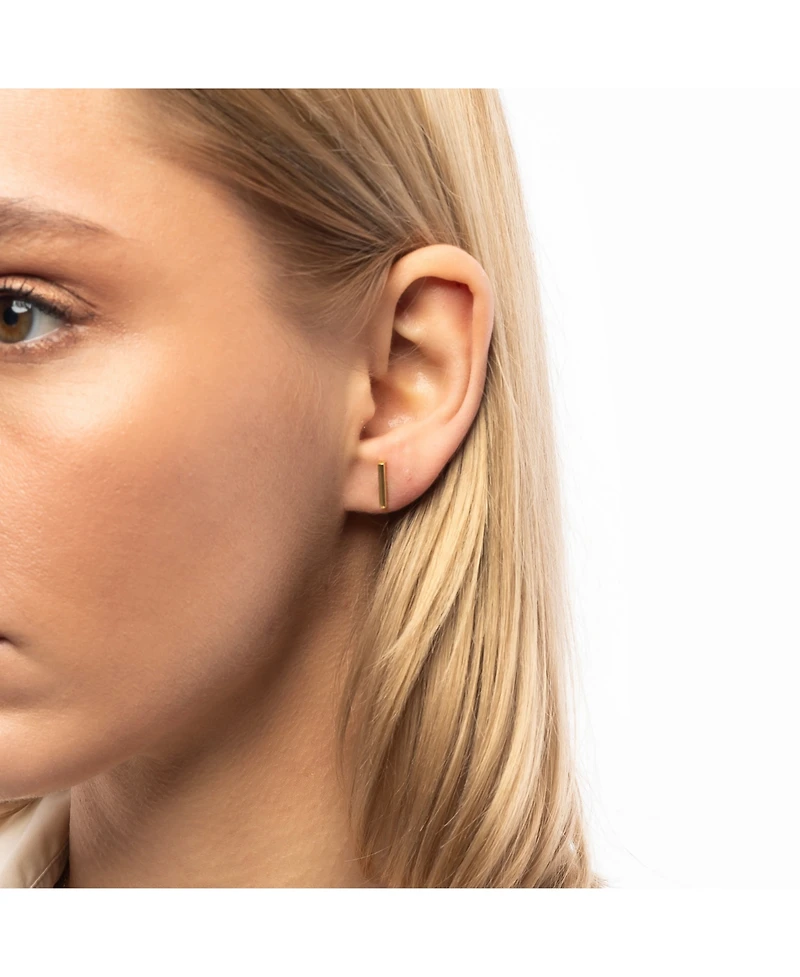 Spero London Bar Stud Plain Earrings Sterling Silver