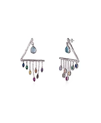 Spero London Colourful Rainbow Rain Drop Earrings in Sterling Silver