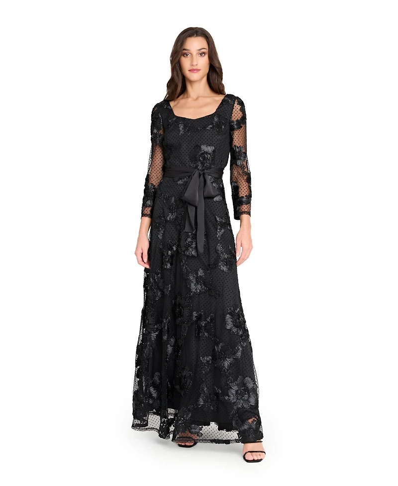 Tahari Asl Women's Embroidered Maxi Gown