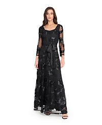 Tahari Asl Women's Embroidered Maxi Gown