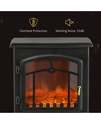 Homcom 22" Electric Fireplace Stove with 3-Sided Realistic Flame