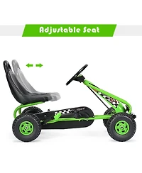 Sugift 4 Wheel Pedal Powered Ride On Car with Adjustable Seat