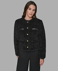 Karl Lagerfeld Paris Women's Crewneck Pocket Detail Jacket