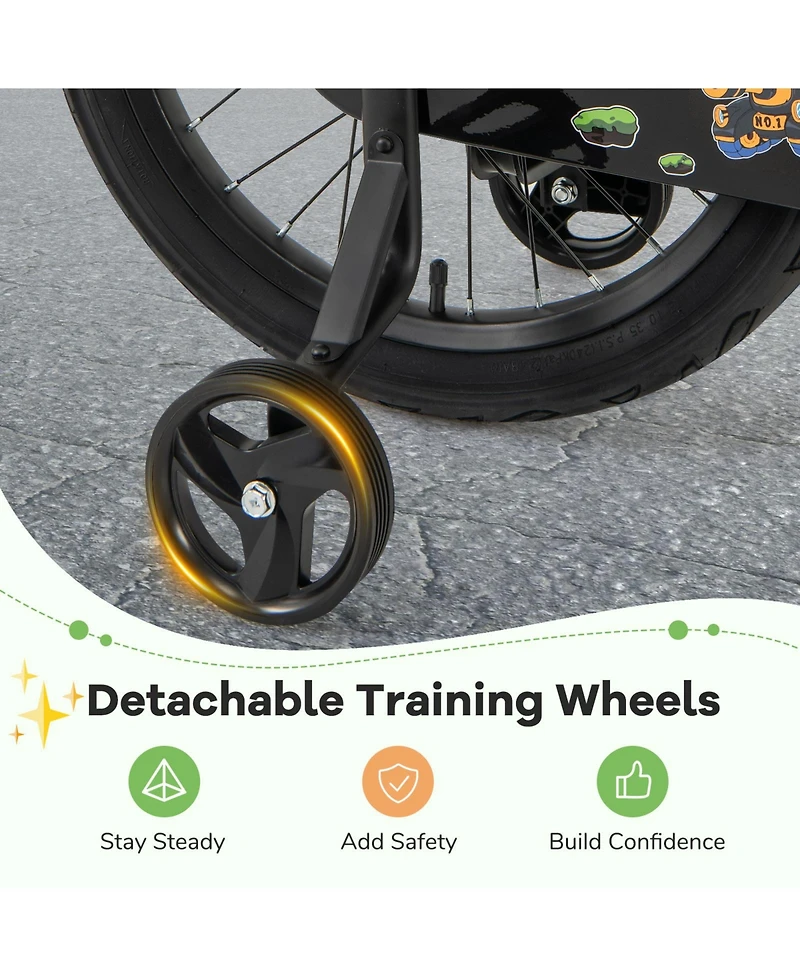 Sugift 14 Inches Kids Bike with Basket and Adjustable Handlebar for 3-5 Years Old