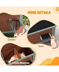 PawHut Outdoor Cat House, Wooden Feral Cat House W/ Removable Floor,