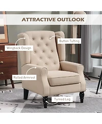 Homcom Accent Chair Button-Tufted Armchair with Wingback Round Arms