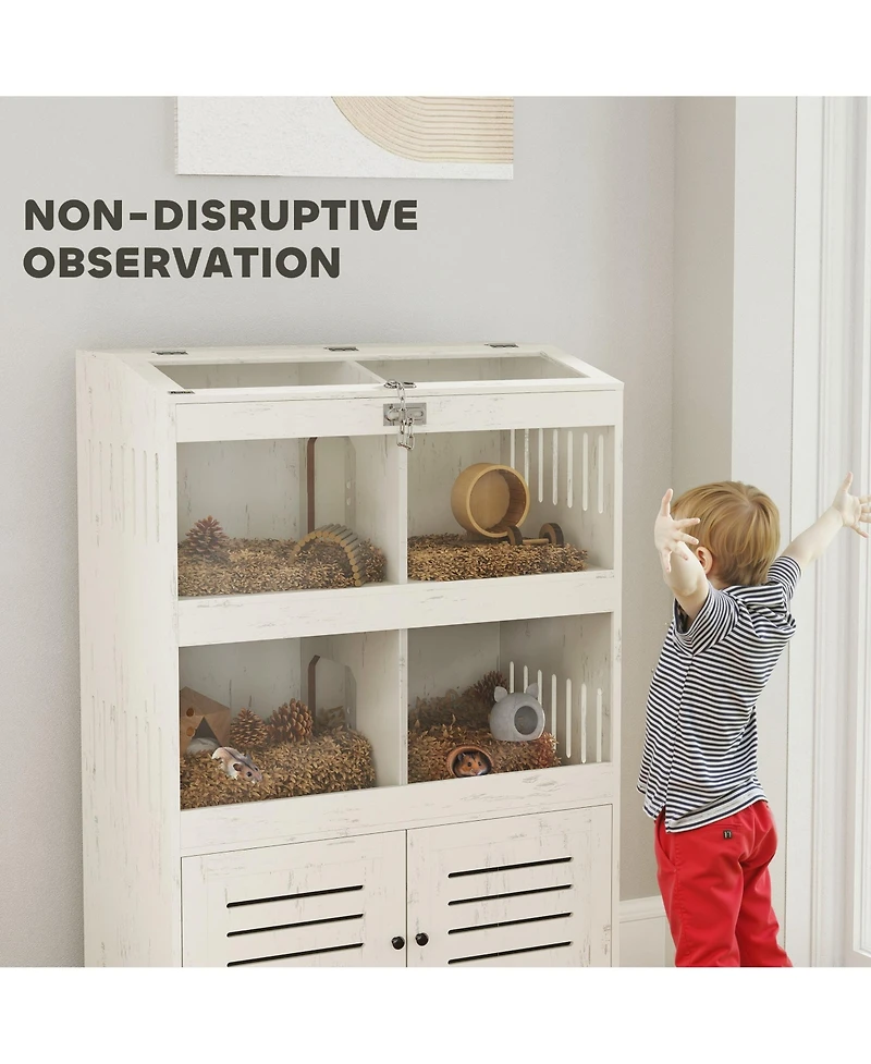PawHut Large Hamster Cage for Multiple Small Pets with Storage Cabinet