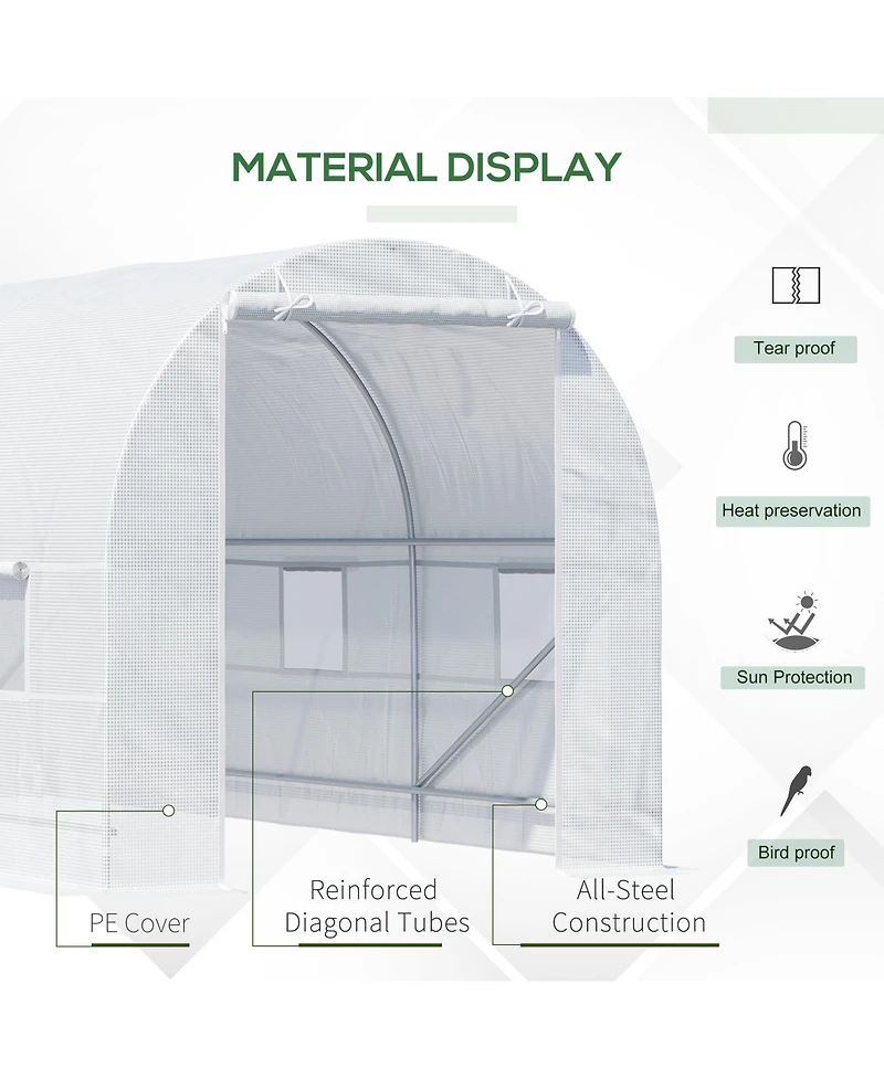 Outsunny Walk-in Tunnel house, Roll Up Door, 15' x 7' x 7',