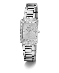Guess Women's Sivler-Tone Glitz Analog Watch, 23mm