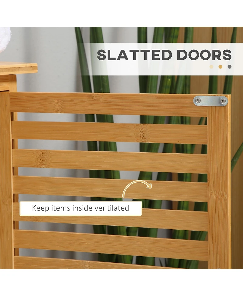 Kleankin Bamboo Under Sink Cabinet Bathroom Organizer