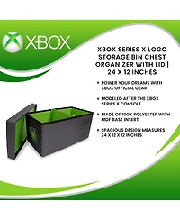 Xbox Series X Logo Collapsible Storage Bin Chest with Lid | Fabric Basket Container with Handles, Cubby Cube Closet Organizer | Video Game Gifts And C