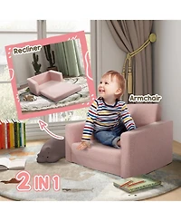 Qaba 2in1 Kids Sofa Convertible Kids Chair Lounger w/ Washable Cover,