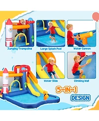 Qaba 5 in 1 Inflatable Bounce House Water Slide with 550W Blower