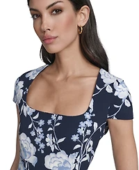 Calvin Klein Women's Floral Print Square Neck Dress
