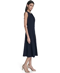 Calvin Klein Women's Pleat Detail Crewneck Midi Dress