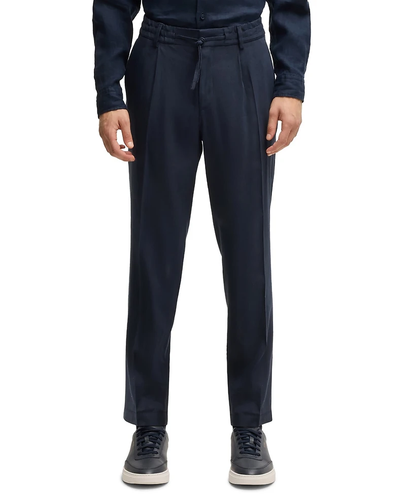 Boss by Hugo Men's Linen Blend Tapered-Fit Tailored Trousers