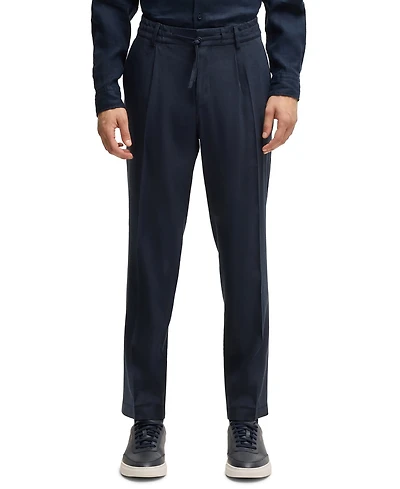 Boss by Hugo Men's Linen Blend Tapered-Fit Tailored Trousers