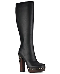 Jeffrey Campbell Women's Kamari Wooden Platform Knee-High Dress Boots