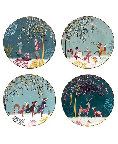 Portmeirion Sara Miller Woodland Tales Plates, Set of 4, Service For 4