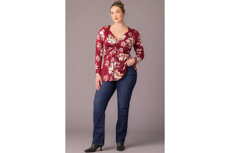 Kiyonna Women's Plus Abigail Long Sleeve Twist Top