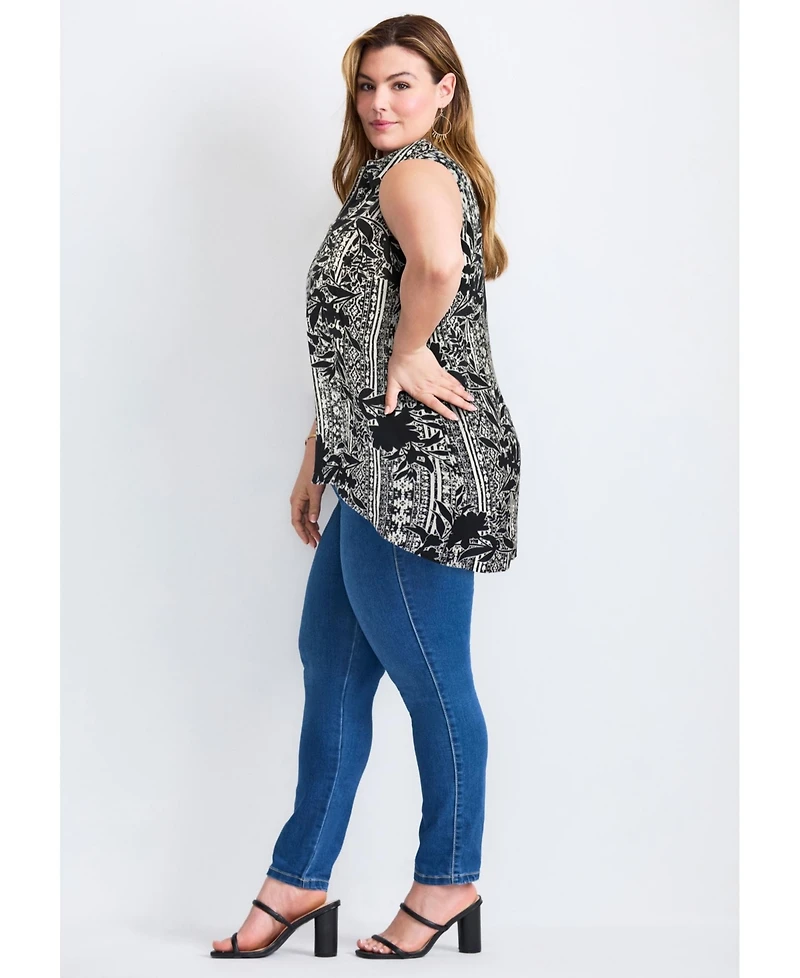 Avenue Women's Zip Neck Hi-Low Shirt