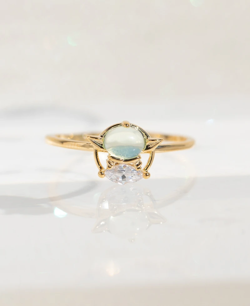 Girls Crew Crystal Star Wars Grogu Gold Plated Adjustable Rings