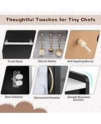 Skonyon Kids Wooden Pretend Play Kitchen with Blackboard & Accessories