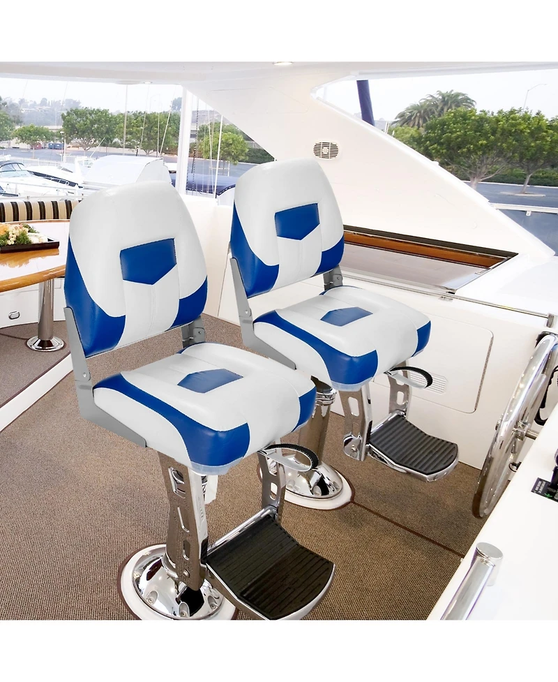 Sugift Set of 2 Folding Low Back Fishing Boat Seat with Stainless Steel Screws