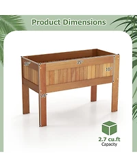 Sugift Wooden Raised Garden Bed Solid Wood Elevated Planter Box with Legs