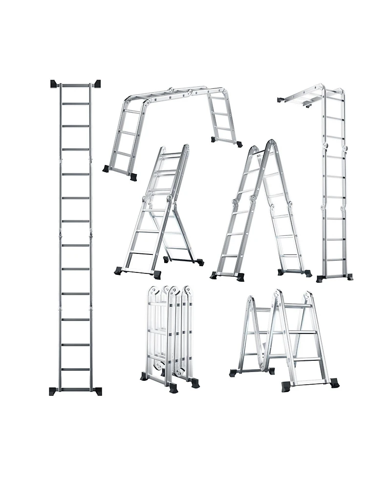 Sugift 7-in-1 Folding Aluminum Ladder with Anti-Skid Pedal