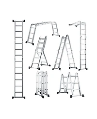 Sugift 7-in-1 Folding Aluminum Ladder with Anti-Skid Pedal
