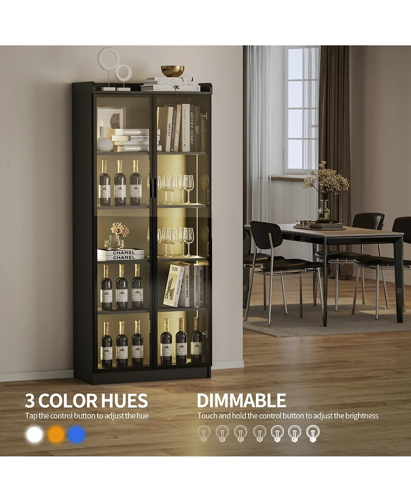 Vlsrka Wine Bar Storage Cabinet with Led Lights
