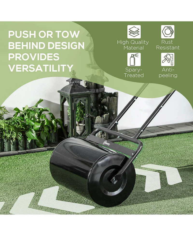 Outsunny Push/Tow Lawn Roller, Yard Roller for Flattening Sod,