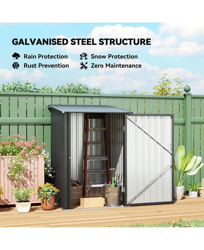 Outsunny 3.3' x 3.4' Metal Outdoor Storage Shed with Lockable Doors
