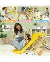 Qaba 5 in 1 Pikler Triangle Set with Slide & bags for 18-48 Months