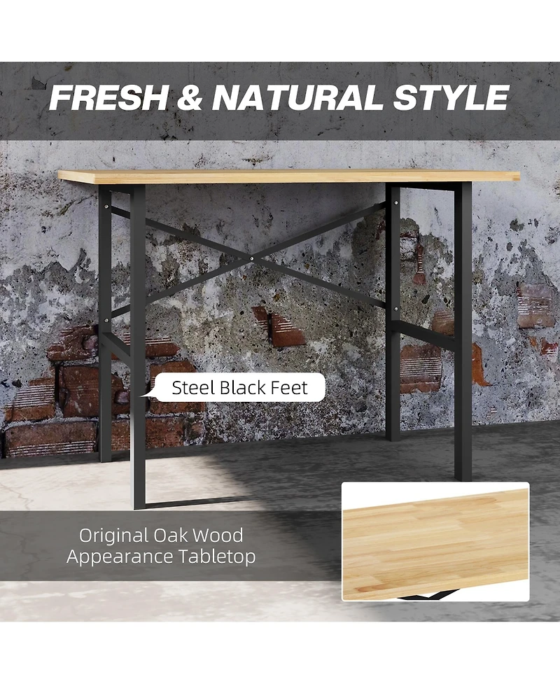 Homcom 46"L x 28"W Garage Table with X Bar Support and Tabletop Natural/Black